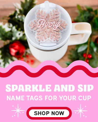 Stanley Cup Topper- Pink Glitter Heart with Name - Little Color
