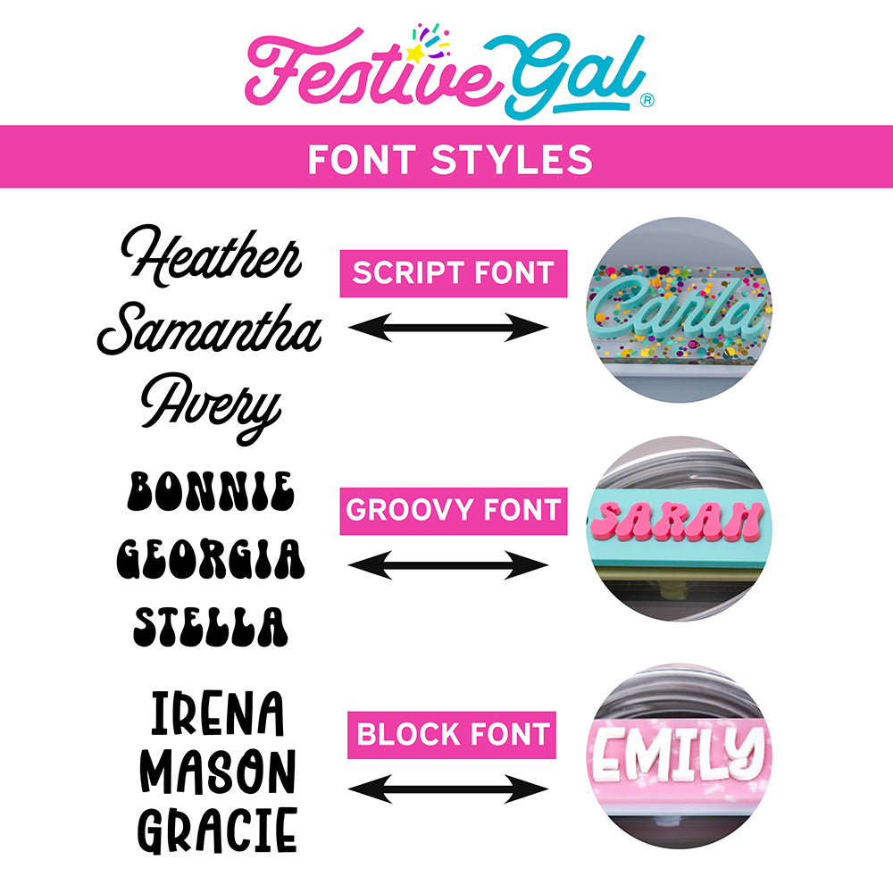 Custom Stanley Tumbler Name Tag - Choose Your Fonts & Colors! – Festive Gal