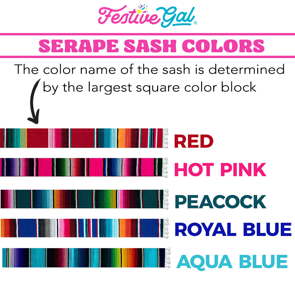 Mexican serape sash color options