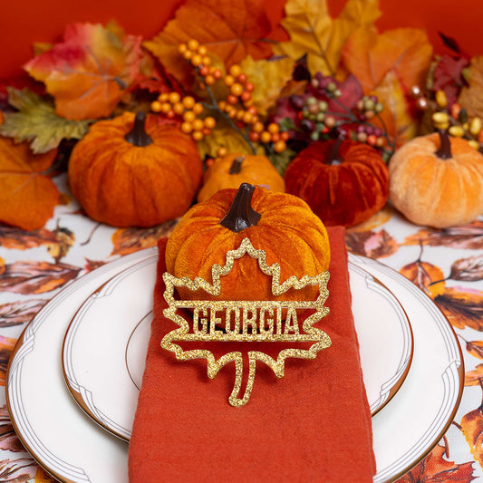 Thanksgiving Party Decor - Custom Name Place Card - Festive Gal