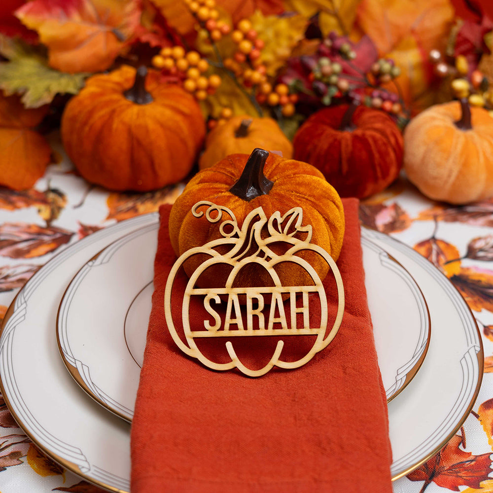 Thanksgiving Party Decor - Custom Name Place Card - Festive Gal