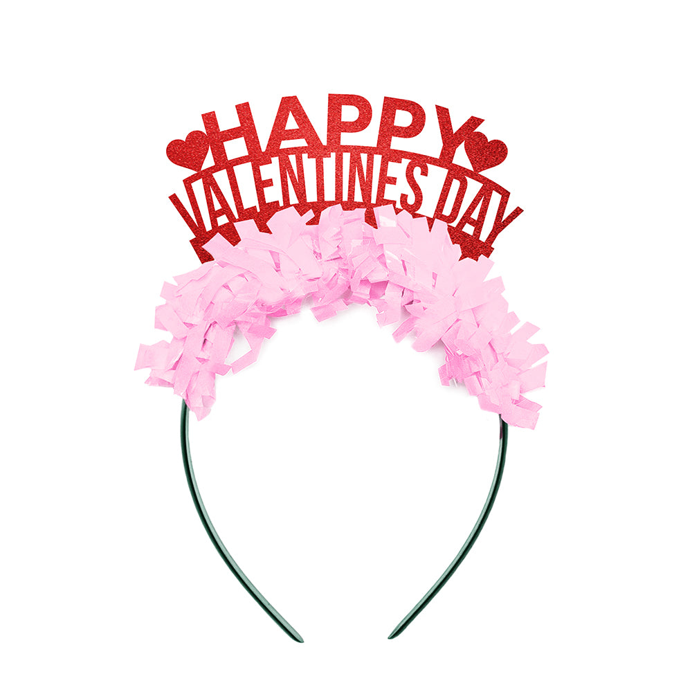 Valentines Galentines Day party headband that says HAPPY VALENTINES DAY