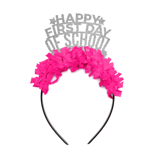 teacher headband that says happy first day of school. "Happy First Day of School" Crown Teacher Headband 